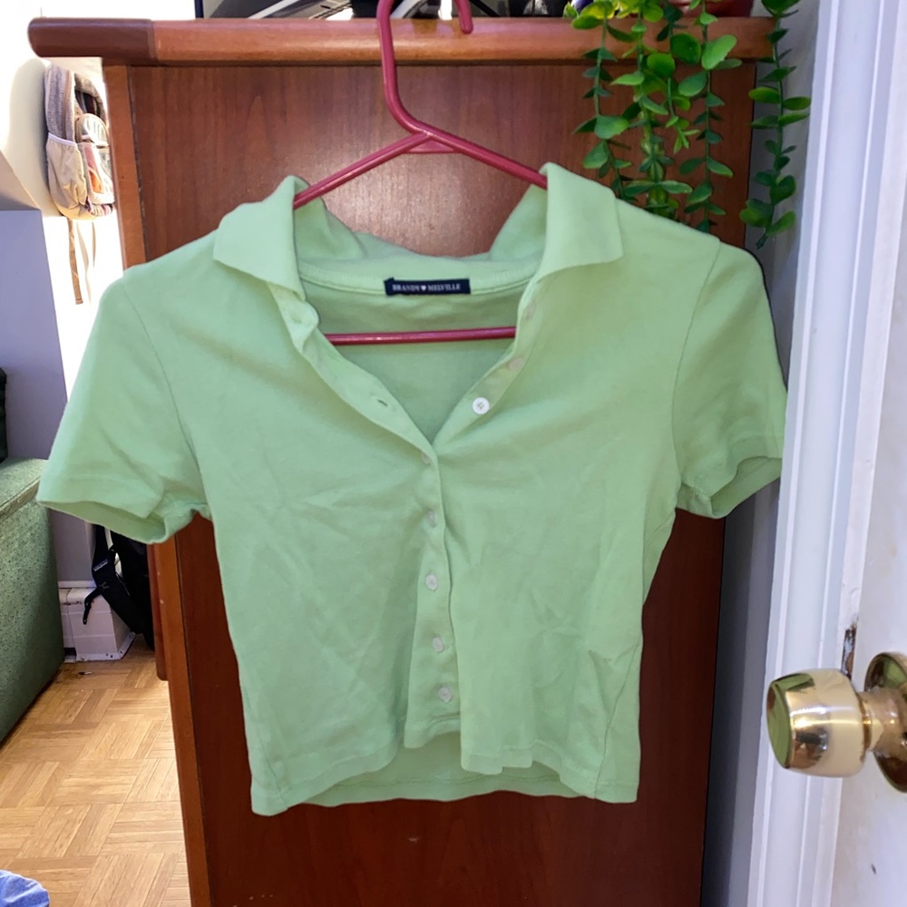 brandy botton up collard top